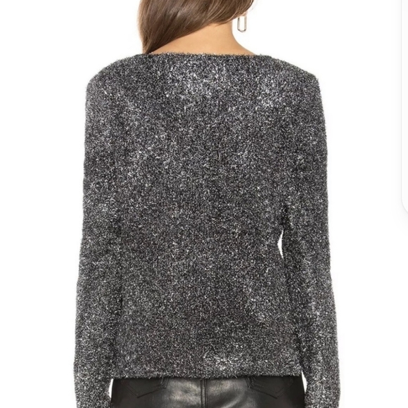NWOT Lovers + friends black sweater metallic gerona sweater glitter - Picture 3 of 14